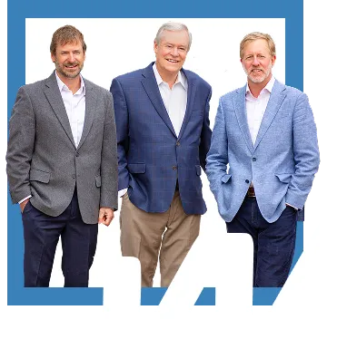 Senior leadership team Murray Sawyer, Chip Sawyer, and Matt Beardwood reviewing fiduciary client portfolios in Wilmington